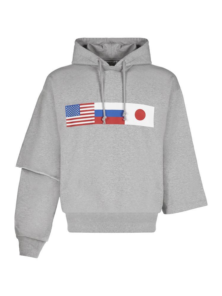 gosha double sleeve flag hoodie