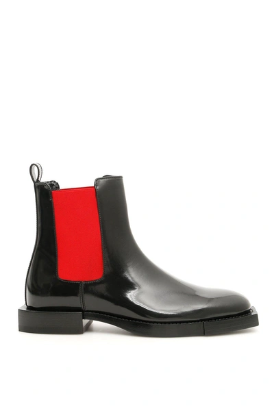 Shop Alexander Mcqueen Contrast Chelsea Boots In Black Red