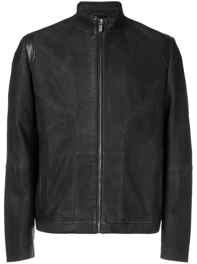 Shop Hugo Boss Boss  Leather Biker Jacket - Black