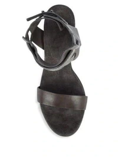 Shop Brunello Cucinelli Studded Leather Block Heel Sandals In Nude