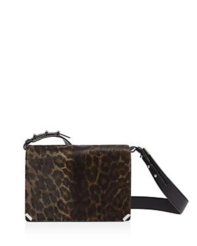 Shop Allsaints Vincent Medium Leopard-print Calf Hair Shoulder Bag In Leopard/black/silver