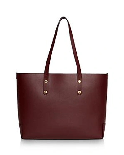 Shop Burberry Small Embossed Crest Leather Tote In Burgundy/gold