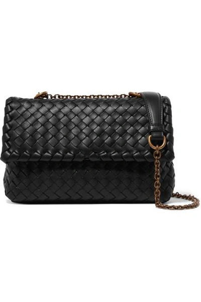 Shop Bottega Veneta Baby Olimpia Intrecciato Leather Shoulder Bag In Black