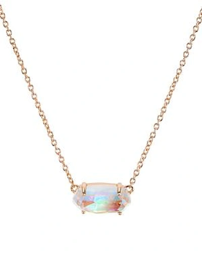 Shop Kendra Scott Ever Pendant Necklace, 15 In Rosegold/blush Dichroic Glass