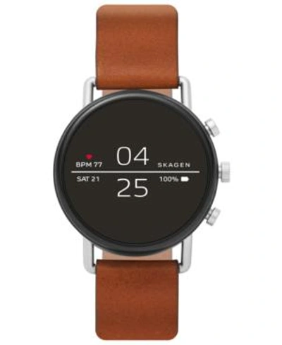 Shop Skagen Falster 2 Brown Leather Strap Touchscreen Smart Watch 40mm, Powered By Wear Os By Google