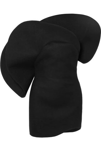 Shop Saint Laurent One-shoulder Wool Mini Dress In Black