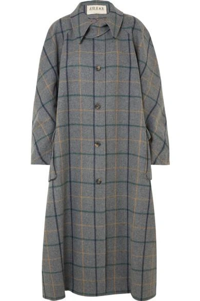 Shop A.w.a.k.e. Oversized Checked Wool-blend Coat In Anthracite