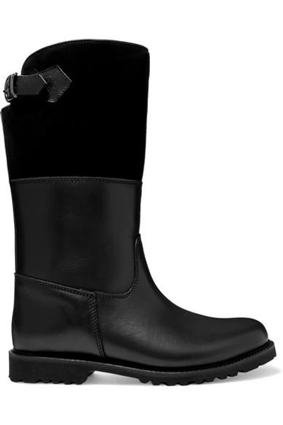 Shop Ludwig Reiter Maronibraterin Shearling-lined Leather And Suede Boots In Black