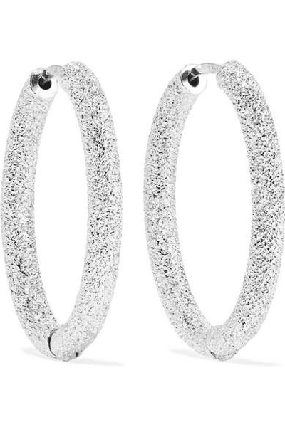 Shop Carolina Bucci Florentine 18-karat White Gold Hoop Earrings