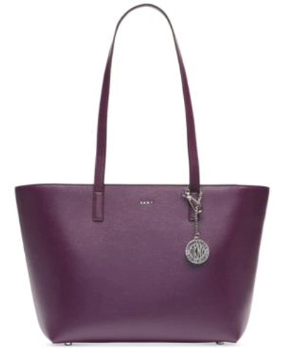 Shop Dkny Sutton Leather Bryant Medium Tote, Created For Macy's In Brinjal