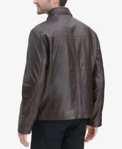 Shop Cole Haan Men's Smooth Leather Jacket, Created For Macy's In Brown