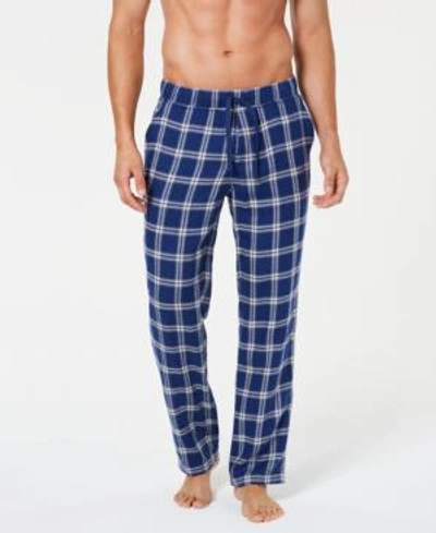 Shop Ugg Men's Flynn Plaid Cotton Pajama Pants In Dark Denim Plaid