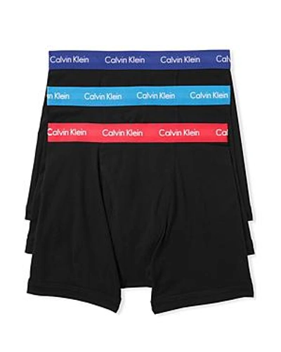Shop Calvin Klein Cotton Stretch Boxer Briefs, Pack Of 3 In Black/red/blue