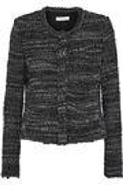 Shop Iro Carene Distressed Bouclé-knit Jacket In Charcoal