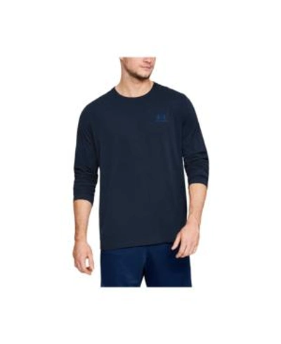 Shop Under Armour Men's Charged Cotton Long-sleeve T-shirt In Academy/royal