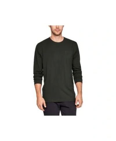 Shop Under Armour Men's Charged Cotton Long-sleeve T-shirt In Artillery Green/black