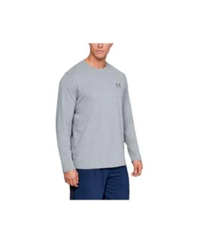 Shop Under Armour Men's Charged Cotton Long-sleeve T-shirt In Steel Light Heather/graphite