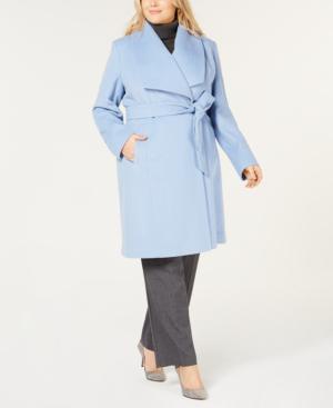 cole haan ice blue wrap coat