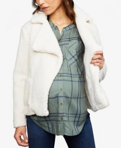 Shop Bb Dakota Maternity Faux-fur Jacket In Ivory
