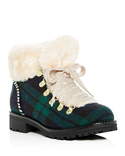 Shop Jack Rogers Women's Charlie Plaid Faux-fur Cold Weather Booties In Midnight/green