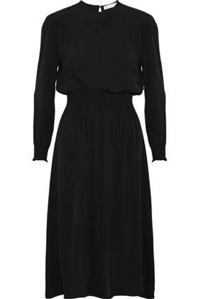 Shop Kain Woman Gelsey Shirred Washed-crepe Dress Black