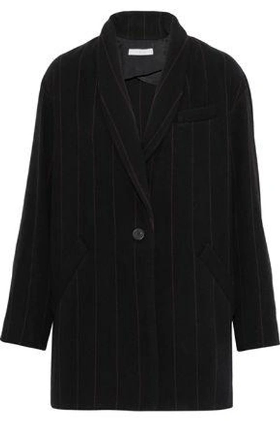 Shop Iro Delson Pinstriped Wool-blend Twill Blazer In Black