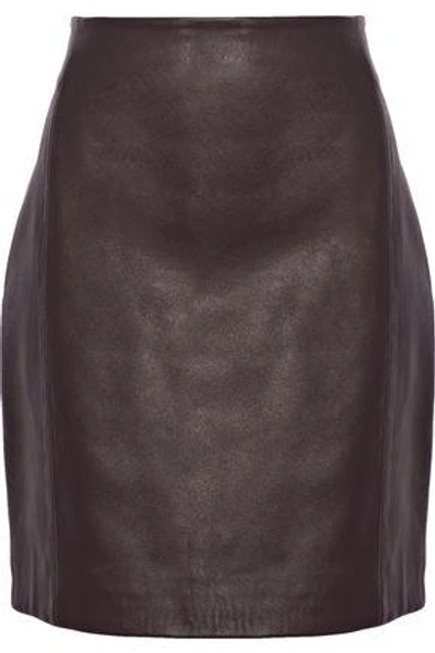 Shop Iro Donkin Leather Mini Skirt In Dark Brown