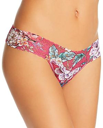 Shop Hanky Panky Low-rise Printed Lace Thong In Empress Floral