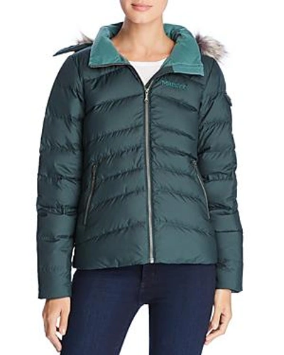 Shop Marmot Ithaca Short Down Coat In Dark Spruce