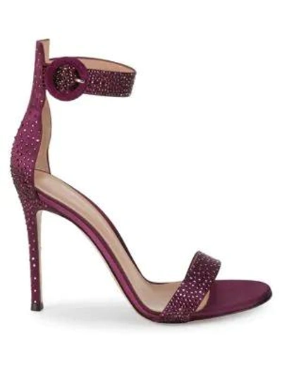Shop Gianvito Rossi Strass Crystal Embellished Sandals In Prune
