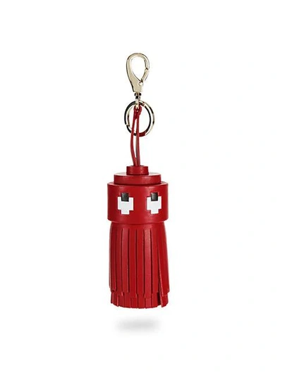 Shop Anya Hindmarch Ghost Leather Tassel Keychain In Red