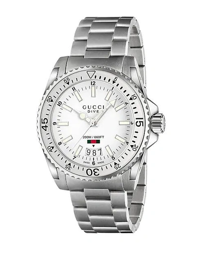 Shop Gucci Dive Stainless Steel Bracelet Watch In Silver
