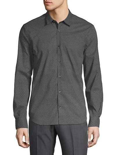 Shop John Varvatos Slim-fit Cotton Button-down Shirt In Black