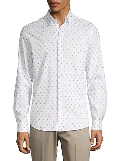 Shop Ben Sherman Clipped Cotton Button-down Shirt In White