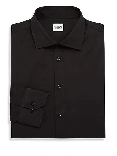 Shop Giorgio Armani Slim-fit Solid Dress Shirt In Black