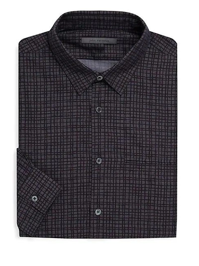 Shop John Varvatos Slim-fit Cotton Button-down Shirt In Thistle