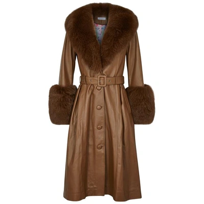 Shop Saks Potts Foxy Brown Fur-trimmed Leather Coat