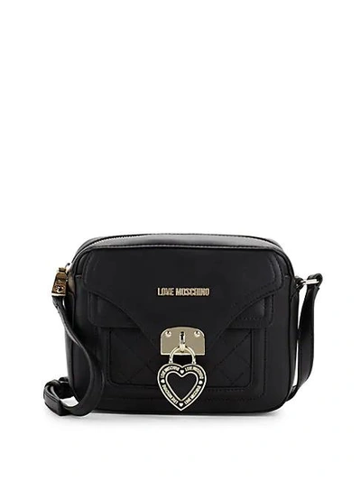 Shop Love Moschino Heart Camera Bag In Black
