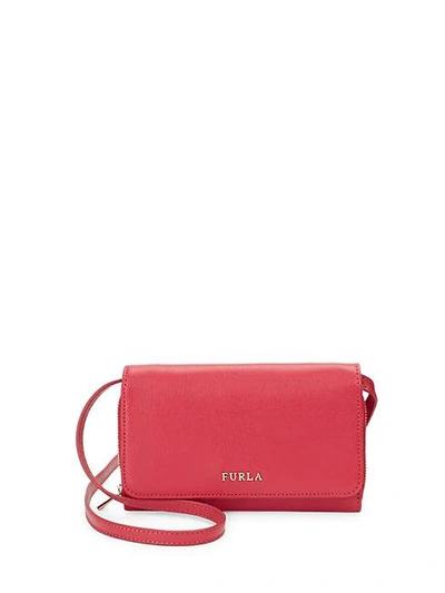 Shop Furla Mini Leather Crossbody Bag In Ruby