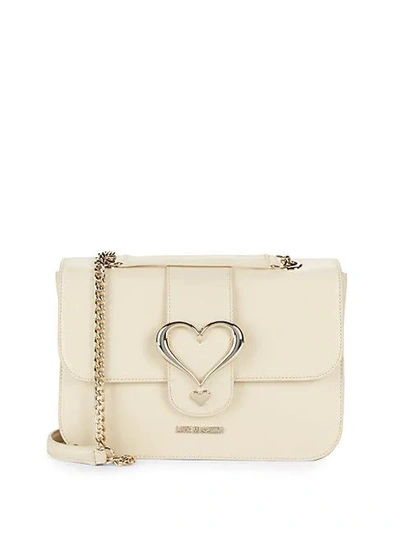 Shop Love Moschino Chain Shoulder Bag In Ivory