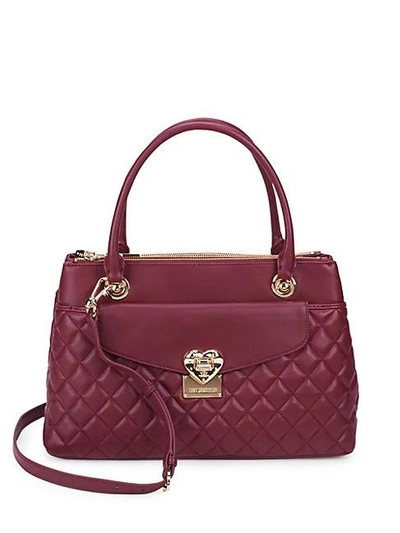 Shop Love Moschino Faux Leather Satchel In Dark Red