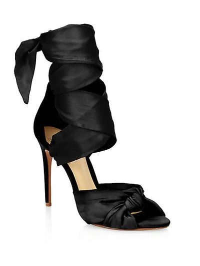 Shop Alexandre Birman Katherine Silk Ankle-wrap Sandals In Nude