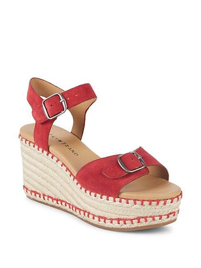 Shop Lucky Brand Naveah Suede Wedge Espadrilles In Red