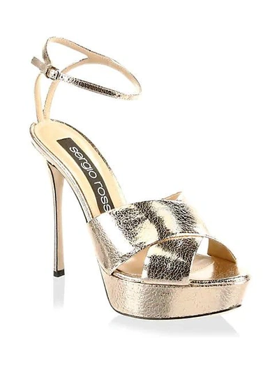 Shop Sergio Rossi Leather Platform Sandals In Yellow