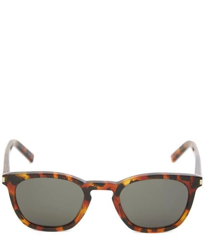 Shop Saint Laurent Rounded Sunglasses In Brown