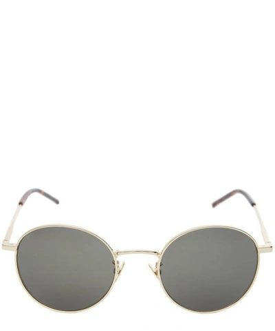 Shop Saint Laurent Round Sunglasses In Gold