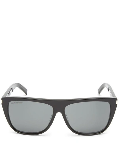 Shop Saint Laurent Flat-top Sunglasses In Black
