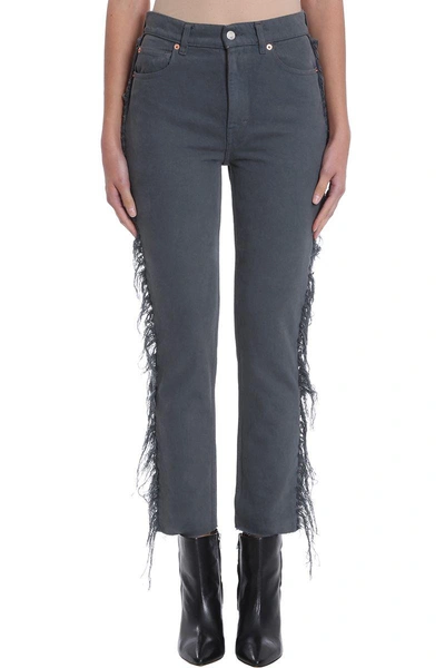 Shop Iro Fringe Cropped Jeans In Grey
