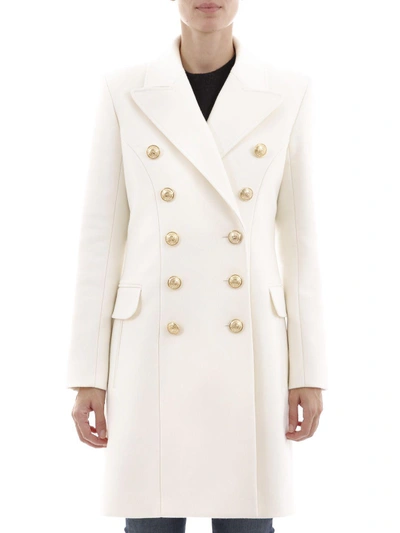 Shop Balmain White Coat