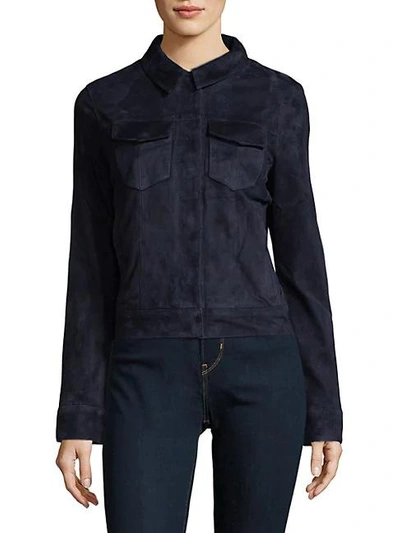 Shop J Brand Ethel Leather Jacket In Black Iris